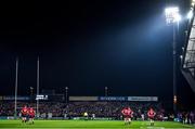 23 November 2019; JJ Hanrahan of Munster kicks a conversion to level the score to 21-21 late on during the Heineken Champions Cup Pool 4 Round 2 match between Munster and Racing 92 at Thomond Park in Limerick. Photo by Brendan Moran/Sportsfile