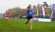24 November 2019; Nicole Dinan of Leevale AC, Co. Cork, celebrates winning the Girls U14 event during the Irish Life Health National Senior, Junior & Juvenile Even Age Cross Country Championships at the National Sports Campus Abbotstown in Dublin. Photo by Sam Barnes/Sportsfile