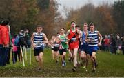 24 November 2019; Dara Donoghue of Lucan Harriers, Co. Dublin, centre, leads the field whilst  competing in the U16 Boys event during the Irish Life Health National Senior, Junior & Juvenile Even Age Cross Country Championships at the National Sports Campus Abbotstown in Dublin. Photo by Sam Barnes/Sportsfile