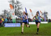 24 November 2019; Marie Hynes McLaughlin of Leevale AC, Co. Cork, left, and Faye McEvoy of Ballyroan Abbeyleix, Co. Laois, competing in the U16 Girls event during the Irish Life Health National Senior, Junior & Juvenile Even Age Cross Country Championships at the National Sports Campus Abbotstown in Dublin. Photo by Sam Barnes/Sportsfile