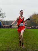 24 November 2019; Dara Donoghue of Lucan Harriers, Co. Dublin, on his way to winning the U16 Boys event during the Irish Life Health National Senior, Junior & Juvenile Even Age Cross Country Championships at the National Sports Campus Abbotstown in Dublin. Photo by Sam Barnes/Sportsfile