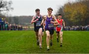 24 November 2019; Tadgh Connolly of St Senans AC, left, and Myles Hewlett of United Striders AC competing in the U16 Boys event during the Irish Life Health National Senior, Junior & Juvenile Even Age Cross Country Championships at the National Sports Campus Abbotstown in Dublin. Photo by Sam Barnes/Sportsfile