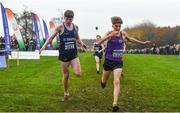 24 November 2019; Tadgh Connolly of St Senans AC, left, and Myles Hewlett of United Striders AC competing in the U16 Boys event during the Irish Life Health National Senior, Junior & Juvenile Even Age Cross Country Championships at the National Sports Campus Abbotstown in Dublin. Photo by Sam Barnes/Sportsfile