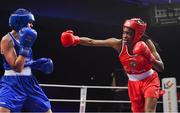 22 November 2019; Evelyn Igharo of Clann Naofa, Co Louth, in action against Ciara Ginty of Geesala, Co Mayo, in their 64kg bout during the IABA Irish National Elite Boxing Championships Finals at the National Stadium in Dublin. Photo by Piaras Ó Mídheach/Sportsfile