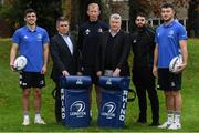 25 November 2019; Rhino Rugby Ireland and Leinster Rugby announced today that Rhino will become the Official Ball & Equipment Supplier to Leinster Rugby. The agreement, running to the end of the 2021/22 season, further strengthens Rhino’s long-standing relationship with Leinster Rugby. Rhino has been the Official Ball & Equipment Supplier to the domestic game in Leinster since 2012 providing official match balls to the Bank of Ireland Leinster Rugby Schools Junior and Senior Cup and all domestic league and cup competitions, but this new agreement broadens that remit further. At the announcement, are from left to right, Jimmy O'Brien, Leinster Rugby CEO Mick Dawson, head coach Leo Cullen,  Donal McEvoy, Director, Rhino Rugby Ireland, and James Thornton, Commerical Manager, Rhino Rugby Ireland, and Will Connors. Photo by Ramsey Cardy/Sportsfile