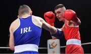 22 November 2019; Barry McReynolds of Holy Trinity, Co Antrim, right, in action against Brandon McCarthy of St Michael's Athy, Co Kildare, in their 60kg bout during the IABA Irish National Elite Boxing Championships Finals at the National Stadium in Dublin. Photo by Piaras Ó Mídheach/Sportsfile