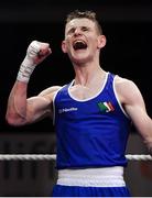22 November 2019; Brandon McCarthy of St Michael's Athy, Co Kildare, celebrates beating Barry McReynolds of Holy Trinity, Co Antrim, in their 60kg bout during the IABA Irish National Elite Boxing Championships Finals at the National Stadium in Dublin. Photo by Piaras Ó Mídheach/Sportsfile