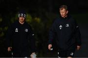 25 November 2019; Sports scientist Jack O'Brien, left, and Head coach Leo Cullen during Leinster Rugby squad training at UCD in Dublin. Photo by Ramsey Cardy/Sportsfile