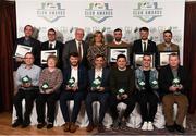 26 November 2019; SSE Airtricity League Club Award winners with Fran Gavin, FAI Director of Competitions, and Leanne Shiel, Marketing & Sponsorship Manager at SSE Airtricity, at Knightsbrook Hotel in Trim, Co Meath. Photo by Stephen McCarthy/Sportsfile