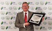 26 November 2019; Bob Donovan of Cobh Ramblers with the clubs Certificate of Commendation for Best Community Initiative at the SSE Airtricity League Club Awards at Knightsbrook Hotel in Trim, Co Meath. Photo by Stephen McCarthy/Sportsfile