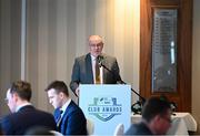 26 November 2019; Fran Gavin, FAI Director of Competitions, speaking during the SSE Airtricity League Club Awards at Knightsbrook Hotel in Trim, Co Meath. Photo by Stephen McCarthy/Sportsfile