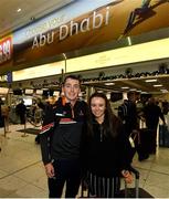 27 November 2019; Kildare hurler Patrick McKenna and Ciara Finn in attendance at Dublin Airport prior to their departure to the PwC All Stars tour in Abu Dhabi. Photo by David Fitzgerald/Sportsfile
