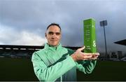 27 November 2019; Joey O'Brien of Shamrock Rovers with his SSE Airtricity/SWAI Player of the Month Award for October 2019 at Tallaght Stadium in Tallaght, Dublin. Photo by Eóin Noonan/Sportsfile