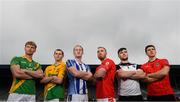 28 November 2019; Footballers, from left, Matthew Cody of Rathgarogue Cushinstown, Philly Garry of Clann na nGael, Darren O’Reilly of Ballyboden St Enda's, Jordan Lowry of Éire Óg, Mickey Jones of Mullinavat and Adrian Reid of Mattock Rangers during the launch of the AIB Leinster GAA Club Finals at MW Hire O'Moore Park in Portlaoise, Co Laois. Photo by Stephen McCarthy/Sportsfile