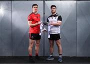 28 November 2019; Adrian Reid of Mattock Rangers and Mickey Jones of Mullinavat during the launch of the AIB Leinster GAA Club Finals at MW Hire O'Moore Park, in Portlaoise, Co Laois. Photo by Stephen McCarthy/Sportsfile