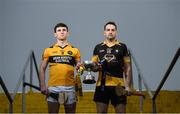 28 November 2019; James Bergin of Conahy Shamrocks and Jack Hobbs of Ballygarrett Réalt na Mara during the launch of the AIB Leinster GAA Club Finals at MW Hire O'Moore Park, in Portlaoise, Co Laois. Photo by Stephen McCarthy/Sportsfile