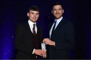 28 November 2019; University Athlete of the Year Marcus Lawler is presented with his award by Garrett Dunne, Irish Universities Athletic Association, during the Irish Life Health National Athletics Awards 2019 at Crowne Plaza Hotel, Blanchardstown, Dublin. Photo by Eóin Noonan/Sportsfile