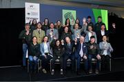 28 November 2019; Ronan Murphy, CEO of Horse Sport Ireland, and Joe Reynolds Chairman of Horse Sport Ireland, front row, centre, with, back row, from left, Alex Connors, Niamh McEvoy, Olivia Swan, Susan Shanahan, Grace Tyrrell, John McEntee, Seamus Hughes-Kennedy; middle row, from left, Brian Kuenhle, Sam Watson, Paul O'Shea, Kate Derwin, Kate Dwyer, Heike Holstein, Cathal Daniels; front row, from left, Sarah Ennis, Judy Reynolds, Tiggy Hancock, Francis Derwin, and Anna Merveldt  at the HSI Rebrand Launch and Medal Reception 2019 at Killashee House Hotel in Naas, Co Kildare. Photo by Matt Browne/Sportsfile