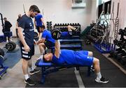 3 December 2019; Seán Cronin and senior injury and rehabilitation coach Diarmaid Brennan during a Leinster Rugby gym session at Leinster Rugby Headquarters in UCD, Dublin. Photo by Ramsey Cardy/Sportsfile