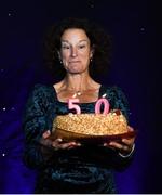 28 November 2019; Hall of Fame winner Sonia O'Sullivan is presented with a cake for her 50th birthday during the Irish Life Health National Athletics Awards 2019 at Crowne Plaza Hotel, Blanchardstown, Dublin. Photo by Eóin Noonan/Sportsfile