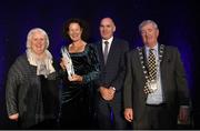 28 November 2019; Hall of Fame winner Sonia O'Sullivan is presented with her award by, from left, Athletics Ireland President Georgina Drumm, Jim Dowdall, Managing Director Irish Life Health, and Councillor Tom Kitt during the Irish Life Health National Athletics Awards 2019 at Crowne Plaza Hotel, Blanchardstown, Dublin. Photo by Eóin Noonan/Sportsfile