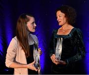 28 November 2019; Athlete of the Year Ciara Mageean, left, and Hall of Fame winner Sonia O'Sullivan are pictured with their awards during the Irish Life Health National Athletics Awards 2019 at Crowne Plaza Hotel, Blanchardstown, Dublin. Photo by Sam Barnes/Sportsfile