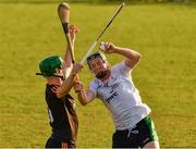 29 November 2019; Former Limerick star Wayne McNamara, playing for the 2019 PwC All-Star, wins possession of the sliothar ahead of Cork's Séamus Harnedy of 2018 PwC All-Star during the PwC All Star Hurling Tour 2019 All Star game at Zayed Sport City in Abu Dhabi, United Arab Emirates. Photo by Ray McManus/Sportsfile