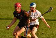 29 November 2019; Clare's John Conlon of 2018 PwC All-Star in action against Sligo's James Weir of 2019 PwC All-Star during the PwC All Star Hurling Tour 2019 All Star game at Zayed Sport City in Abu Dhabi, United Arab Emirates. Photo by Ray McManus/Sportsfile