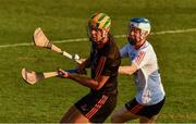 29 November 2019; Limerick's Dan Morrissey of 2018 PwC All-Star in action against Sligo's James Weir of 2019 PwC All-Star during the PwC All Star Hurling Tour 2019 All Star game at Zayed Sport City in Abu Dhabi, United Arab Emirates. Photo by Ray McManus/Sportsfile