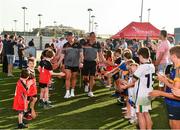 29 November 2019; Managers Liam Sheedy and John Meyler lead out their teams before the PwC All Star Hurling Tour 2019 All Star game at Zayed Sport City in Abu Dhabi, United Arab Emirates. Photo by Ray McManus/Sportsfile