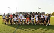 29 November 2019; The combined 2018 PwC All-Star team and the 2019 PwC All-Star team before the start of the PwC All Star Hurling Tour 2019 All Star game at Zayed Sport City in Abu Dhabi, United Arab Emirates. Photo by Ray McManus/Sportsfile