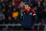 29 November 2019; Scarlets head coach Brad Mooar ahead of the Guinness PRO14 Round 7 match between Ulster and Scarlets at the Kingspan Stadium in Belfast. Photo by Ramsey Cardy/Sportsfile