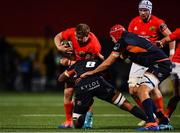 29 November 2019; Stephen Archer of Munster is tackled by Grant Gilchrist and Villiame Mata of Edinburgh during the Guinness PRO14 Round 7 match between Munster and Edinburgh at Irish Independent Park in Cork. Photo by Matt Browne/Sportsfile