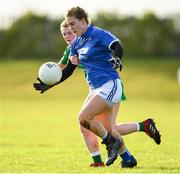 30 November 2019; Libby Coppinger of Munster in action against Nicole Feery of Leinster during the Ladies Football Interprovincial Round 1 match between Leinster and Munster at Kinnegad in Co Westmeath. Photo by Matt Browne/Sportsfile