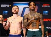 29 November 2019; Carl Frampton, left, and Tyler McCreary after weighing in for their super-featherweight bout at the Cosmopolitan of Las Vegas in Las Vegas, Nevada, United States. Photo by Mikey Williams/Top Rank/Sportsfile