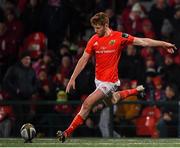 29 November 2019; Ben Healy of Munster kicks a conversion during the Guinness PRO14 Round 7 match between Munster and Edinburgh at Irish Independent Park in Cork. Photo by Matt Browne/Sportsfile