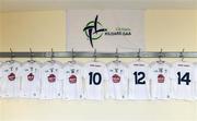 30 November 2019; A general view of jerseys in the Kildare dressing room before the Kehoe Cup Round 1 match between Offaly and Kildare at St Brendan's Park in Birr, Co Offaly. Photo by Piaras Ó Mídheach/Sportsfile