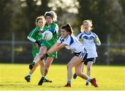 30 November 2019; Kellie Kearney of Leinster in action against Joanne Cregg of Connacht during the Ladies Football Interprovincial Round 2 match between Connacht and Leinster at Kinnegad in Co Westmeath. Photo by Matt Browne/Sportsfile