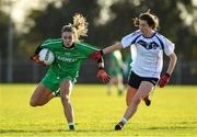 30 November 2019; Michelle Farrell of Leinster in action against Lauren Boles of Connacht during the Ladies Football Interprovincial Round 2 match between Connacht and Leinster at Kinnegad in Co Westmeath. Photo by Matt Browne/Sportsfile