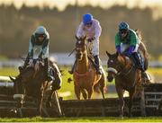 30 November 2019; Brawler, right, with Aine O'Connor up, jumps the last, alongside eventual second place Drumacoo, with Trevor Ryan up, on their way to winning the Fairyhouse 2020 Membership Handicap Hurdle on Day One of the Fairyhouse Winter Festival at Fairyhouse Racecourse in Ratoath, Meath. Photo by Seb Daly/Sportsfile