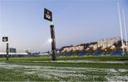 30 November 2019; Frost on the pitch ahead of the Guinness PRO14 Round 7 match between Glasgow Warriors and Leinster at Scotstoun Stadium in Glasgow, Scotland. Photo by Ramsey Cardy/Sportsfile