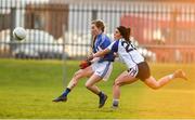 30 November 2019; Aileen Wall of Munster scores the second goal past Fabienne Cooney of Connacht during the Ladies Football Interprovincial Final match between Munster and Connact at Kinnegad in Co Westmeath. Photo by Matt Browne/Sportsfile