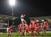 29 November 2019; Alan O’Connor of Ulster wins possession in the lineout during the Guinness PRO14 Round 7 match between Ulster and Scarlets at the Kingspan Stadium in Belfast. Photo by Ramsey Cardy/Sportsfile