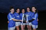 30 November 2019; Kerry players, from left, Maria Quirke, Aislinn Desmond, Aisling O'Connell, Emma Dineen and Anna Galvin with the Mick Talbot cup after the Ladies Football Interprovincial Final match between Munster and Connact at Kinnegad in Co Westmeath. Photo by Matt Browne/Sportsfile