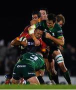30 November 2019; Aston Fortuin of Southern Kings is tackled by Finlay Bealham, left, and Quinn Roux of Connacht during the Guinness PRO14 Round 7 match between Connacht and Isuzu Southern Kings at The Sportsground in Galway. Photo by Eóin Noonan/Sportsfile