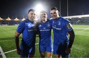 30 November 2019; Leinster players, from left, Hugo Keenan, Jimmy O'Brien and Conor O'Brien following the Guinness PRO14 Round 7 match between Glasgow Warriors and Leinster at Scotstoun Stadium in Glasgow, Scotland. Photo by Ramsey Cardy/Sportsfile