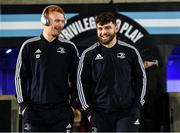 30 November 2019; Ciarán Frawley, left, and Michael Milne of Leinster ahead of the Guinness PRO14 Round 7 match between Glasgow Warriors and Leinster at Scotstoun Stadium in Glasgow, Scotland. Photo by Ramsey Cardy/Sportsfile