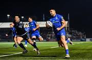 30 November 2019; Cian Kelleher of Leinster runs in to score his side's first try during the Guinness PRO14 Round 7 match between Glasgow Warriors and Leinster at Scotstoun Stadium in Glasgow, Scotland. Photo by Ramsey Cardy/Sportsfile