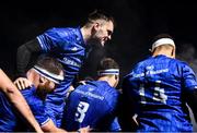 30 November 2019; Leinster players including Conor O'Brien and Michael Bent celebrate a try by Cian Kelleher during the Guinness PRO14 Round 7 match between Glasgow Warriors and Leinster at Scotstoun Stadium in Glasgow, Scotland. Photo by Ramsey Cardy/Sportsfile