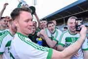 1 December 2019; Ballyhale Shamrocks player Richie Reid, who his currently in the Lebanon on Peacekeeping duty with the Irish Army, is shown on facetime on the phone held by teammate Conor Walsh during the celebrations after the AIB Leinster GAA Hurling Senior Club Championship Final match between Ballyhale Shamrocks and St Mullin's at MW Hire O'Moore Park in Portlaoise, Co Laois. Photo by Piaras Ó Mídheach/Sportsfile